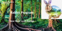 presentation slide showing a watercolor rabbit overlaid on a photo of a forest