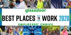 collage of employee photos with Glassdoor logo
