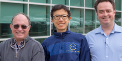 Gary Laguna, Greg Lee, and Walt Nissen stand in front of the HPC building