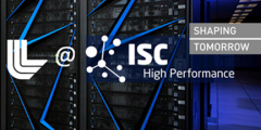 Sierra supercomputer with text overlay of ISC logo