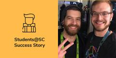 Stephen and colleague alongside the SC19 logo