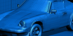 plot of a Porsche 911 model imported from a NASTRAN bulk data file and generated with VisIt