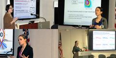 collage of four speakers during their talks