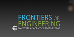 Frontiers of Engineering logo overlaid on abstract art