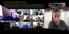 collage of speakers in video chat windows