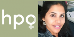 Photo of Hiranmayi next to the word HPC where the C resembles the symbol for female