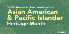 green banner with the words Asian American and Pacific Islander Heritage Month