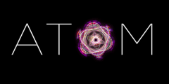 ATOM logo on a black background