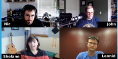 screen shot of four people in video chat