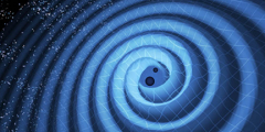 artist's rendering of two black holes merging