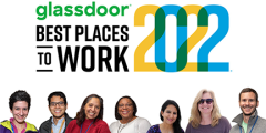 2022 Glassdoor logo with collage of people