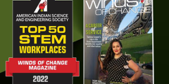 magazine cover and "top 50 stem awards" text