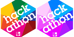 regular and winter hexagonal hackathon logos side by side