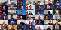 7x8 grid of people in video chat