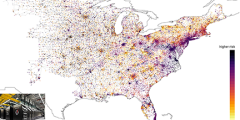 map of lower 48 states covered with grid points, plus an inset of Frontier