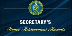 DOE logo on dark background with text Secretary's Honor Achievement Awards