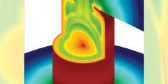 cylindrical HYDRA simulation in rainbow colors