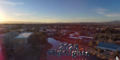 aerial view of the site 200 campus with "2025 highlights" text overlay