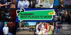 collage of scenes from around LLNL with text overlay "Glassdoor's best-led companies 2026"
