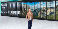 Kathryn Mohror stands in front of the El Capitan supercomputer