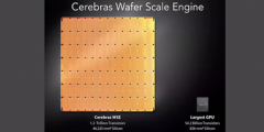 side-by-side comparison of Cerebras wafer next to a GPU