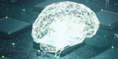 artist's rendering of the brain sitting on a computer chip