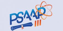 PSAAP logo of the acronym, a scroll, and electron fields