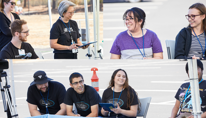 collage of three photos containing hackathon participants and winners