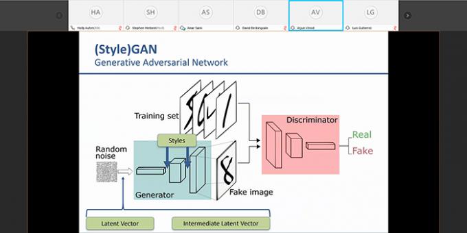 screen shot of presentation slide showing diagram of a GAN training model