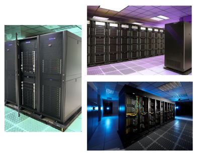 collage of three supercomputers