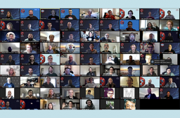 9x9 grid of participants in video chat
