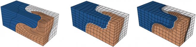 three sequential simulations on a 3D mesh