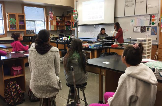Marisa Torres instructs students at a Girls Who Code session
